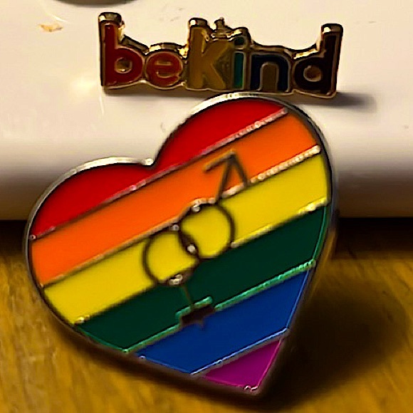 2 LGBTQ+ Pride Be Kind & Heart Pins - Picture 6 of 9